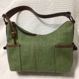 Fossil Genuine Classic 1954 Green Weave Shoulder Bag